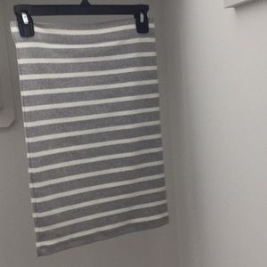 Gray and whit striped skirt
